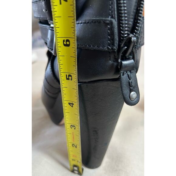 Seychelles Black Leather Heeled Platform Bootie Strap and Buckle Accent Sz 10 - Picture 7 of 9
